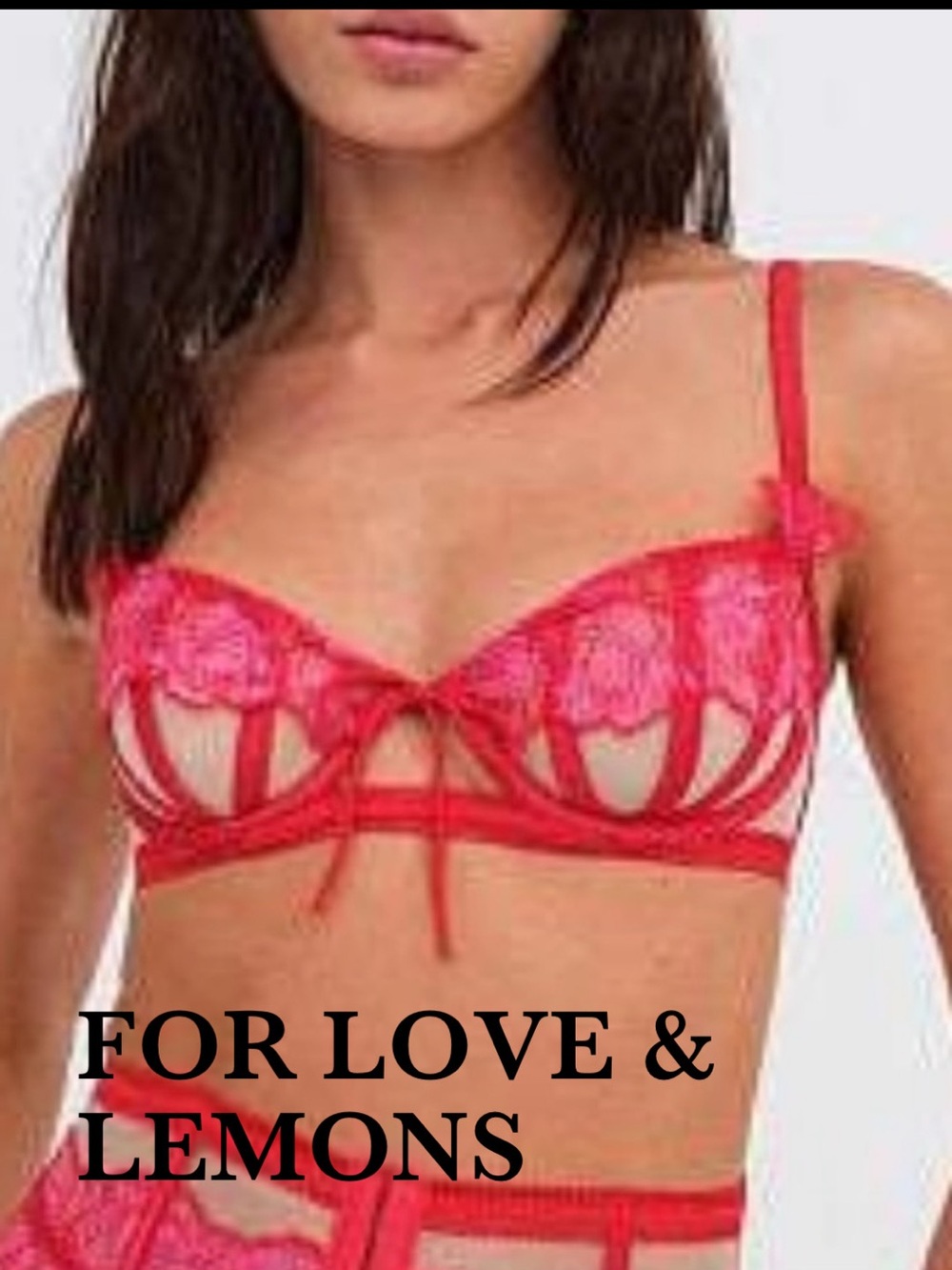 For Love & Lemons Red Lace Bralette